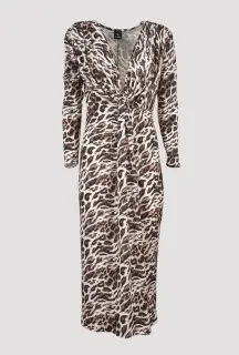 Midi Dress with Leopard Print front view