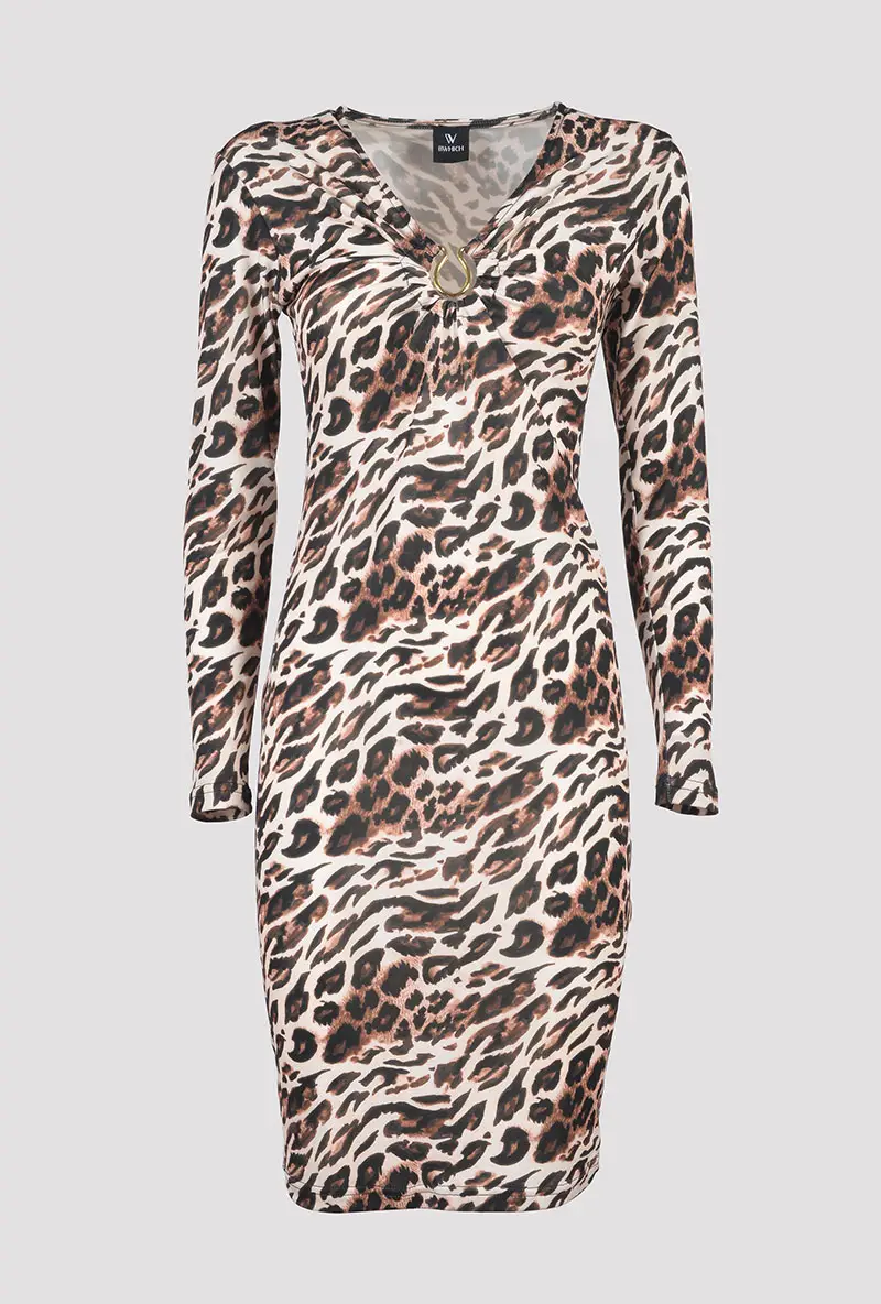 Sheath dress with leopard print front view