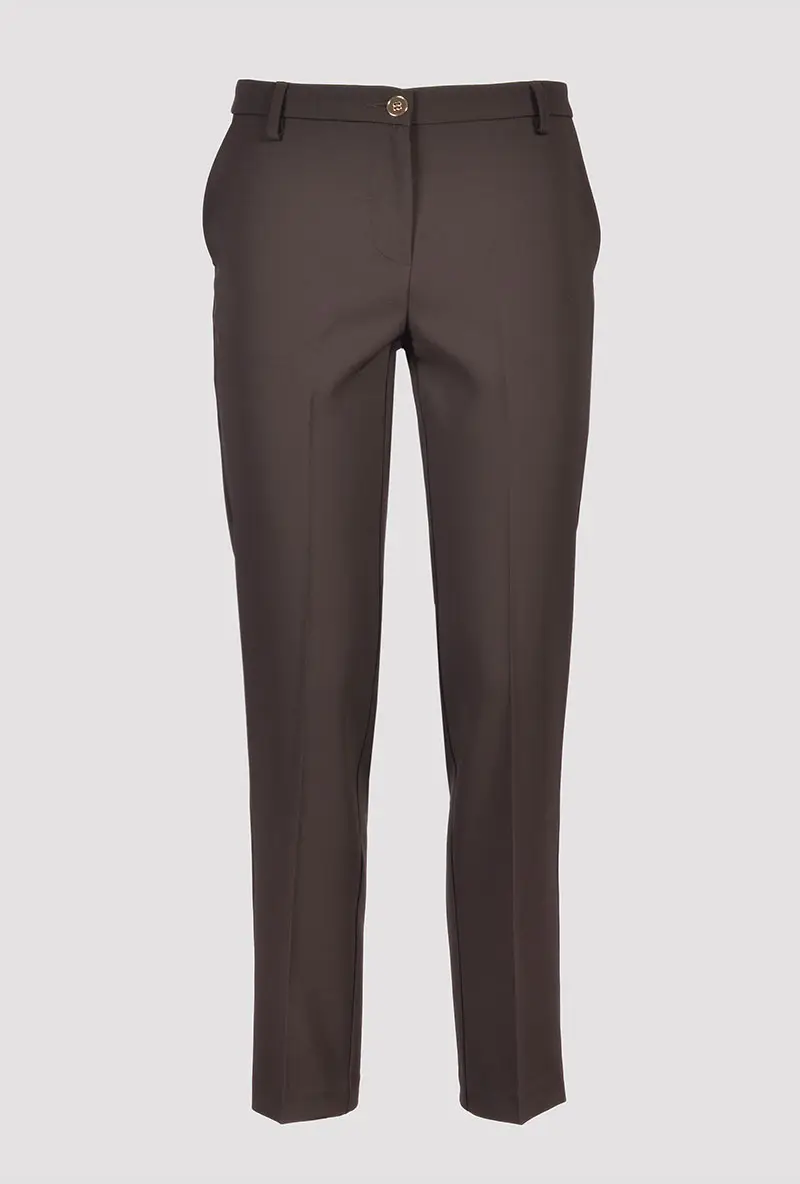 Dark Brown Cigarette Trousers front view