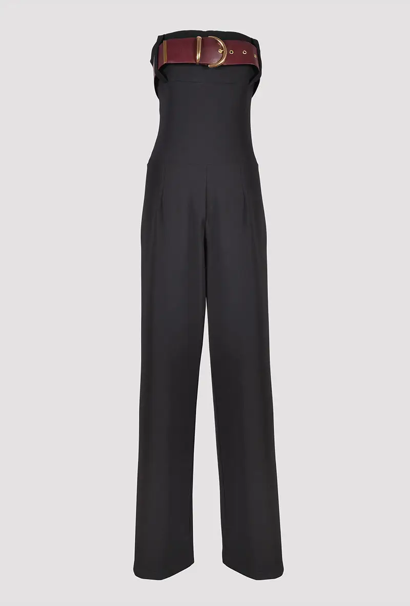 Black Palazzo Trousers Jumpsuit front view