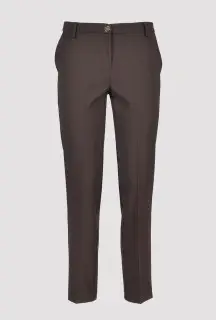 Dark Brown Cigarette Trousers front view