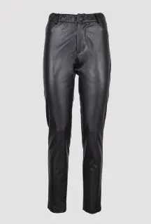 Pantalone Skinny Fit Stretch Nero in ecopelle vista frontale