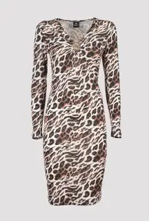 Sheath dress with leopard print front view
