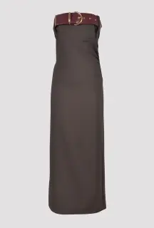 Dark Brown Midi Dress front view