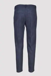 Blue cigarette trousers back view