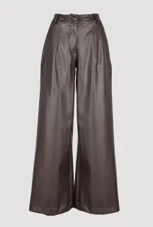 Dark Brown Wide Leg Trousers front view
